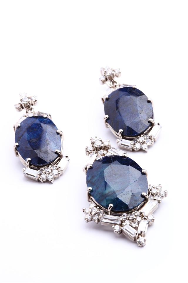 Blue Gemstone Pendant And Earring