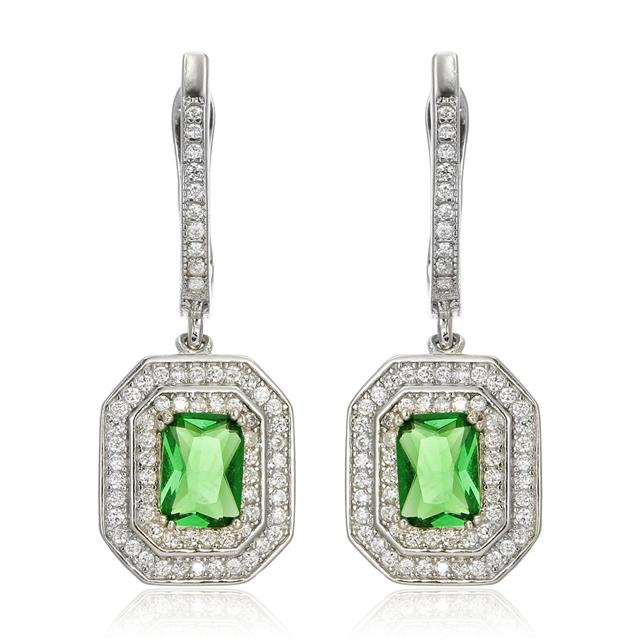 Silver Earrings With Emeralds