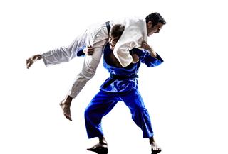 Judokas Fighters Fighting Men Silhouettes