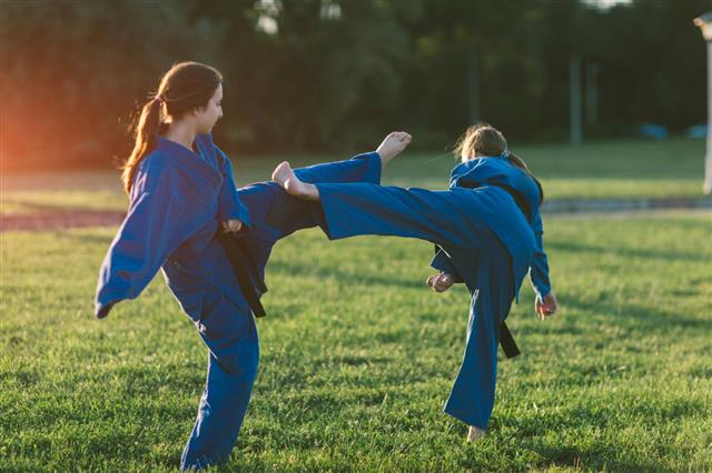 Two Girls Practicing Aikido