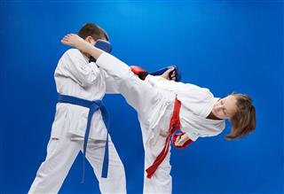 Training Strikes And Blocks At Karate
