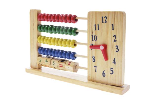 Wooden Children Abacus With Clock
