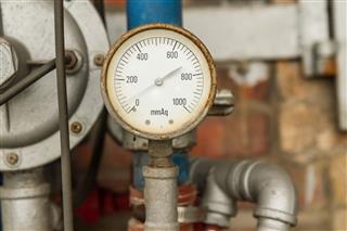 Pressure Gauge Connected To Pipes