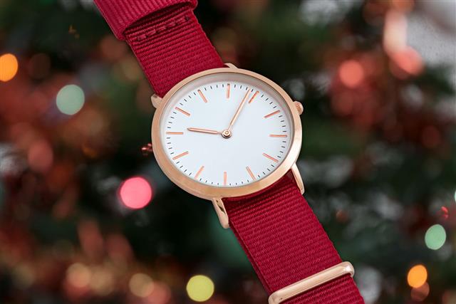 Red Nylon Strap Wrist Watch