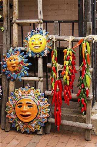 Mexican Clay Masks Of Aztec Sun