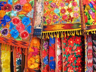 Colorful Embroidered Fabrics In Market