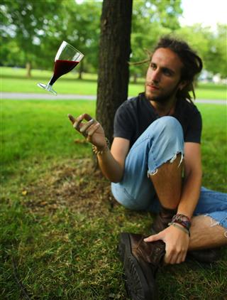 Man With Floating Wine Glass