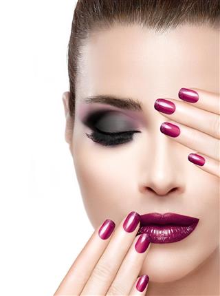 Beauty and Makeup concept. Luxury Nails and Makeup