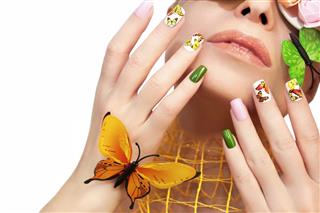 Manicure with butterflies