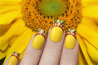 Yellow French manicure