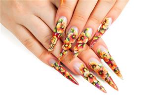 Beauty floral design nails