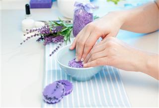 Preparing hands for manicure