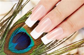 Nails with long artificial french manicure