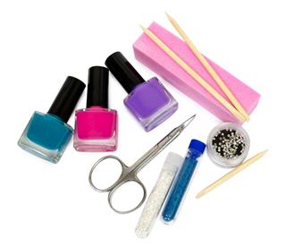 Set for manicure and pedicure with optional accessories. Isolated