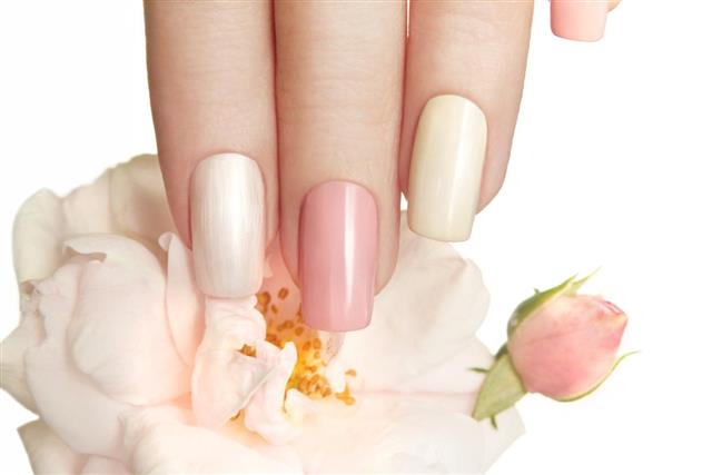 Pastel manicure with rose