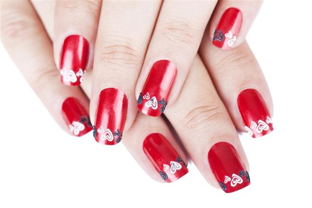 Red color nail Manicure