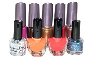 Set of multicolored nail polish