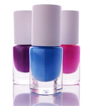 Blue, pink and violet nail polish