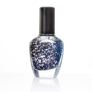 Bottle of black silver glitter nail polish