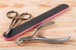 Nail scissors file and clippers to remove the cuticle care