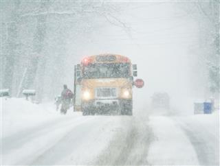 Blizzard Run For School Bus