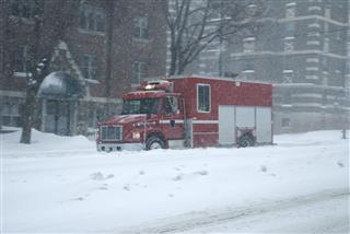 Emergency Vehicle During Snow Storm