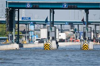 Flooded Toll Gate On A Motorway