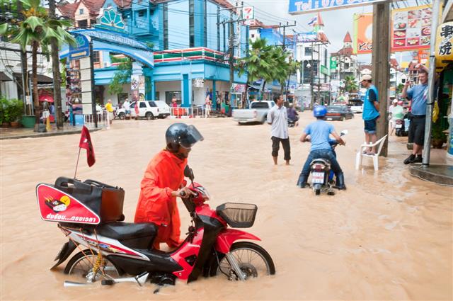 Flooded Street In Patong Phuket Thailand