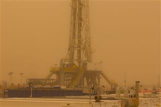 Drilling Oil Rig In Sand Storm