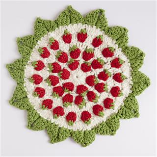 Crocheted Strawberry Coaster
