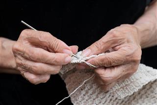 Older Woman Crocheting