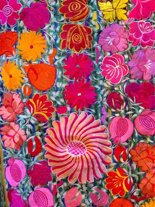 Embroidery Of Colorful Flowers