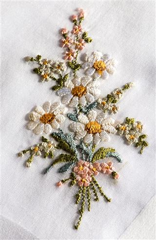 Decorative Embroidery Of A Bouquet Of Flowers
