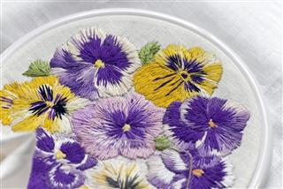 Embroidery With Pansy Pattern