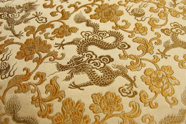 Golden Chinese Dragon Embroidery