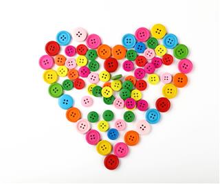 Heart Shaped Colorful Sewing Buttons