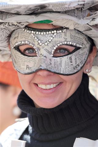 Woman Wearing A Newspapers Mask