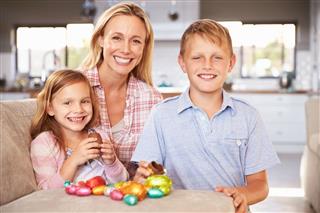 Mother Celebrating Easter With Kids