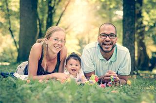 Happy family interracial