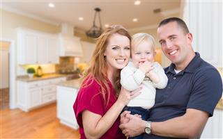 Young Military Family Inside Their Beautiful Kitchen