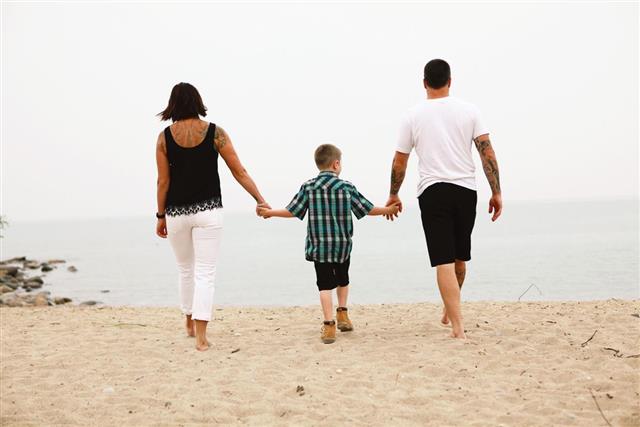 Family Walking on the Beach