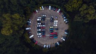 Car Parking Lot Viewed From Above Aerial View