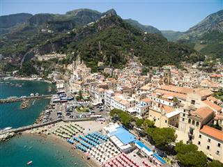 Aerial View Of Amalfi In Amalfi Coast Italy