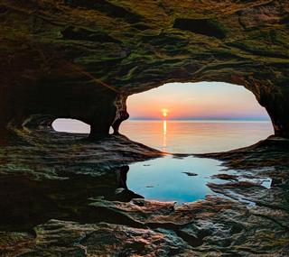 Secluded Sea Cave Sundown
