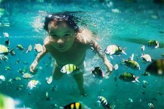 Young Child Underwater Portrait