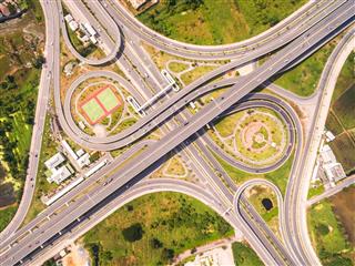Aerial Shot Of Highway Interchange