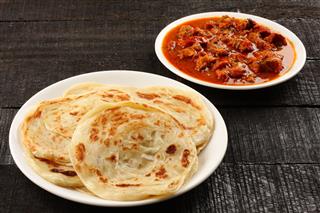Bread Paratha With Meat Curry