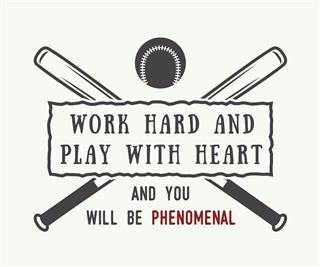 Vintage baseball logo, emblem, badge with slogan and motivation