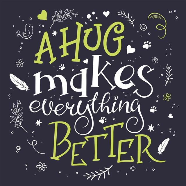 Vector lettering quote - a hug makes everything better