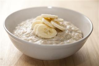 Bowl Of Porridge With Sliced Banana
